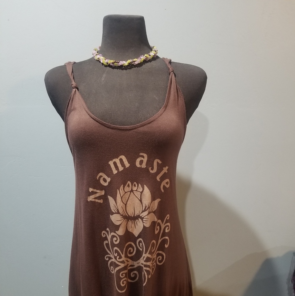 Namaste brown tank top mini dress sz M